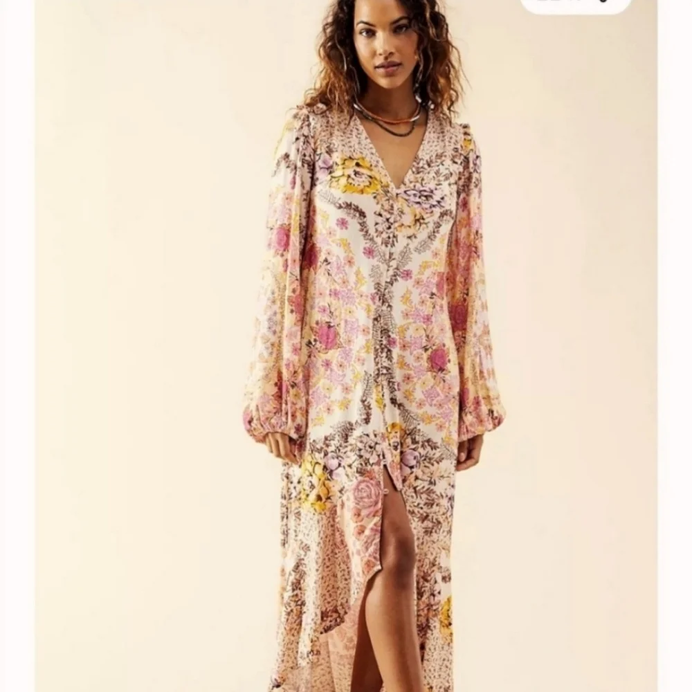 Free People Floral Maxi Dress - Black and Purple - Picture 2 of 9